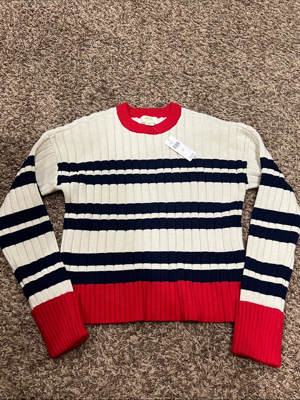 NWT Maeve Anthropologie $98 rib crew compact pullover sweater sz XS